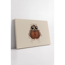 Mushen Studio Kahve Çekirdekleriyle Baykuş Tasarım Minimal Şirin Modern Mutfak Duvar Dekoru Kanvas Tablo Duvar Dek