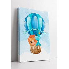 Mushen Studio Sevimli Dinozor Balon Temalı Çocuk Odası Dekoratif Modern Tasarım Kanvas Duvar Tablo Modeli Kanvas T