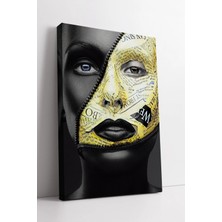 Mushen Studio Fermuar Maske Efektli Renkli Gazete Desenli Modern Kadın Portre Sanat Estetik Kanvas Tablo Duvar Dek