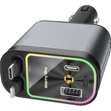 MidasTech 4’ü 1 Arada Çift USB Bağlantı Çakmaklık, Type-C Hızlı Şarjlı 66W,GERI Çekilebilir Araç
