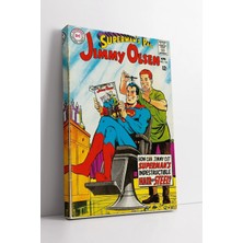 Mushen Studio Superman Jimmy Olsen Retro Çizgi Roman Kapak Tasarımı Renkli Vintage Stil Kanvas Duvar Tablosu Kanva