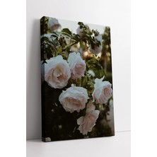 Mushen Studio Pastel Tonlarda Pembe Gül Çiçeği Bahçe Manzaralı Dekoratif Modern Kanvas Duvar Tablosu Kanvas Tablo