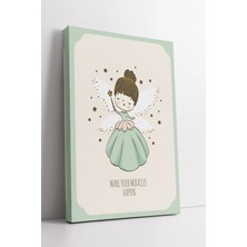 Mushen Studio Make Your Miracles Happen Temalı Sevimli Peri Kız Çizimi Masalsı Çocuk Odası Dekor Kanvas Tablo Duva
