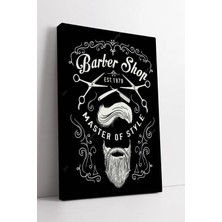 Mushen Studio Barber Shop Master Of Style Yazılı  Retro Tarz Kuaför Berber Duvar Dekoru Kanvas Tablo Duvar Dekoru