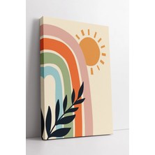 Mushen Studio Güneşli Gökkuşağı Soyut Yaprak Desenli Renkli Modern Boho Minimal Tarz Dekoratif Kanvas Tablo Duvar