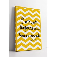 Mushen Studio Paris Est Toujours Une Bonne Idée Yazılı Chevron Desenli Dekoratif  Duvar Sanatı Kanvas Tablo Duvar