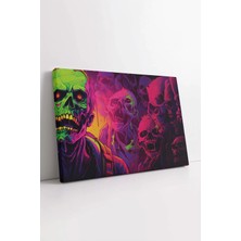 Mushen Studio Zombi , Halloween Kanvas, Neon Renkler Tablo, Renkli Eğlenceli Zombi, Lüks Tablo Kanvas Tablo Duvar
