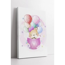 Mushen Studio Renkli Balonlu Sevimli Tilki Çocuk Odası  Pembe Dekoratif Duvar Süsü Kanvas Tablo Duvar Dekoru Salon