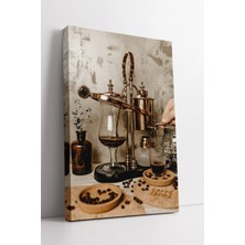 Mushen Studio Vintage Kahve Makinesi ve Çekirdek Detaylı Şık Mutfak Dekoru Retro Stilde Estetik Kanvas Tablo Duvar