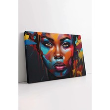 Mushen Studio Pop Art Grafiti Desenli Afrikalı Kadın Portresi , Zenci Kadın Dekoratif Duvar Dekoru Kanvas Tablo Du