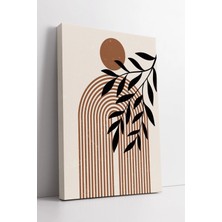 Mushen Studio Soyut Güneş ve Yaprak Desenli Boho  Modern Minimal Duvar Dekoru Sıcak Tonlar Kanvas Tablo Duvar Deko