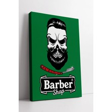 Mushen Studio Green Barber Shop Tasarımlı  Retro Stil Kuaför Berber Duvar Dekoru Kanvas Tablo Duvar Dekoru Salon O