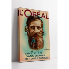 Mushen Studio L’oréal Vintage Beard  Retro Fransız Afiş Tasarım Renkli Berber Dekoru Kanvas Tablo Duvar Dekoru Sal