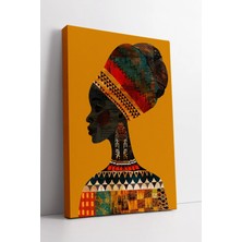 Mushen Studio Afrika Kadın Silueti Etnik Desenli Profil Portre Sanat Temalı Modern  Dekoru Kanvas Tablo Duvar Deko