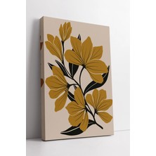 Mushen Studio Sarı Çiçekli Siyah Yapraklı Modern Minimal Doğal Kontrastlı Estetik Boho Stil Dekoratif Kanvas Tablo