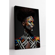 Mushen Studio Soyut Desenli Afrikalı Kadın Portresi Etnik Sanat Modern Renkli Dekoratif Kanvas Tablo Duvar Dekoru
