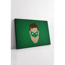 Mushen Studio Green Lantern Minimalist Silüet Dc Comics Çocuk Genç Odası Yeşil Arka Plan Dekoratif Kanvas Tablo Du