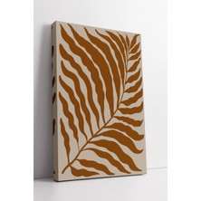 Mushen Studio Bej Zemin Üzerine Karamel Yaprak Desenli Modern Soyut Minimalist  Dekoru Kanvas Tablo Duvar Dekoru S