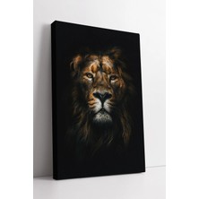 Mushen Studio Aslan Portre  Gücü ve Asaleti Temsil Eden Siyah Arka Planlı Modern Duvar Dekoru Kanvas Tablo Duvar D
