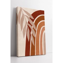 Mushen Studio Soyut Boho Gökkuşağı ve Yaprak Desenli  – Terracotta Minimal Duvar Dekoru Kanvas Tablo Duvar Dekoru
