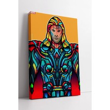 Mushen Studio Canlı Renkli Çizgilerle Tasarlanmış Thor Modern ve Enerjik Süper Güç Temalı Kanvas Duvar Tablosu Kan