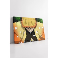 Mushen Studio Demon Slayer Zenitsu Aksiyon Sahnesi Sarı Tonlarda Anime Çizim Modern Dekoratif Kanvas Tablo Duvar D