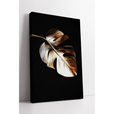 Mushen Studio Altın Parlak Monstera Yaprağı Elegant Modern Doğa Temalı Minimal Kanvas Duvar Dekoru Kanvas Tablo Du