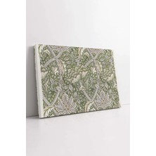 Mushen Studio William Morris Dekoratif Yeşil Desen Kanvas, Geleneksel Desen , Premium Lüks Dekor Tablo Kanvas Tabl