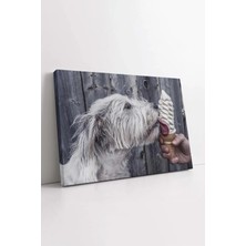 Mushen Studio Köpek Dekorasyon , Dondurma Yiyen Köpek Tablo, Tasarım Dekor Tablo, Lüks Tablo Kanvas Tablo Duvar De