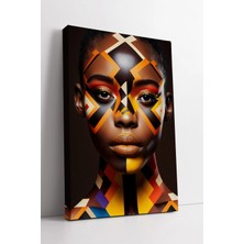 Mushen Studio Etnik Desenli Afrikalı Kadın Portresi Renkli Soyut Modern Tarz Kanvas Tablo Duvar Dekoru Salon Ofis