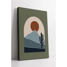 Mushen Studio Dağ ve Kaktüs Temalı Minimal Boho  Modern Duvar Dekoru Estetik Doğal Sanat Kanvas Tablo Duvar Dekoru