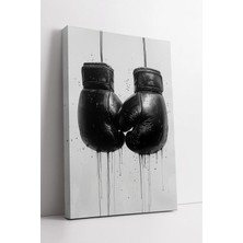 Mushen Studio Siyah Boks Eldiveni Spor Temalı Modern Minimal Tarz Dekoratif Kanvas Duvar Tablo Modeli Kanvas Tablo