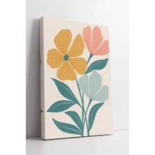 Mushen Studio Renkli Çiçek Desenli Pastel Tonlarda Boho Tarz Minimalist Modern Dekoratif Kanvas Tablo Duvar Dekoru