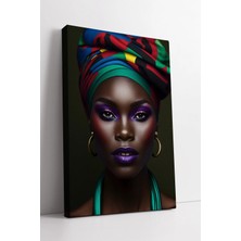 Mushen Studio Afrikalı Kadın Portresi Modern Kültürel Tarz Renkli Başörtülü Etnik Sanat Kanvas Tablo Duvar Dekoru