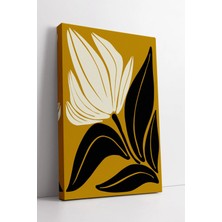Mushen Studio Hardal Zemin Üzerinde Soyut Çiçek Desenli Modern Minimal Boho Tarzında Dekoratif Kanvas Tablo Duvar