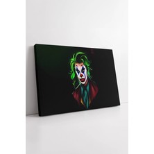 Mushen Studio Joker Portre Neon Görünümlü Karanlık Arka Planlı Modern Sanatsal Kanvas Duvar Tablosu Kanvas Tablo D