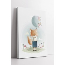 Mushen Studio Çiçekli Tilki Çocuk Odası  Pastel Renkli Balonlu Sevimli Doğa Temalı Sanat Kanvas Tablo Duvar Dekoru