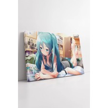 Mushen Studio Hatsune Miku Rahat Ev Sahnesi Manga Okuyan Anime Karakter Temalı Modern Dekoratif Kanvas Tablo Duvar