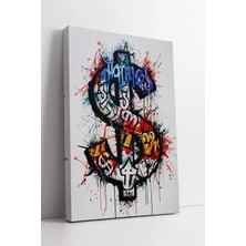Mushen Studio Renkli Graffiti Dolar Sembol Tasarımlı Enerjik Soyut Modern  Dekoratif Duvar Sanatı Kanvas Tablo Duv