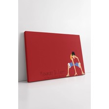 Mushen Studio One Piece Luffy Minimalist Kırmızı Arka Planlı Stilize Anime Çizim Ev Ofis Dekoratif Kanvas Tablo Du