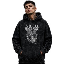 Sevbano Arch Enemy Rock Metal Müzik Grubu Baskılı Unisex Oversize Yıkamalı Premium Hoodie Sweatshirt