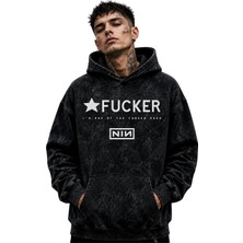 Sevbano Nin Rock Metal Müzik Grubu Baskılı Unisex Oversize Yıkamalı Premium Hoodie Sweatshirt