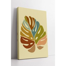 Mushen Studio Renkli Monstera Yaprak Desenli Boho  Modern Duvar Dekoru Doğal Minimal Stil Kanvas Tablo Duvar Dekor