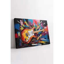 Mushen Studio Soyut Grafiti Desenli Renkli Gitar Dekoratif , Müzik Odası Için Sanatsal Duvar Dekoru Kanvas Tablo D
