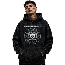 Sevbano Rammstein Rock Metal Müzik Grubu Baskılı Unisex Oversize Yıkamalı Premium Hoodie Sweatshirt