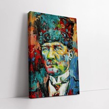 Mushen Studio Renklendirilmiş Mustafa Kemal Atatürk Portresi Klasik Sanatsal , Makam Odası Için Dekor Kanvas Tablo