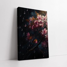 Mushen Studio Yağmur Altında Kiraz Çiçeği Kanvas Tablo Duvar Dekoru Salon Ofis Yatak Odası