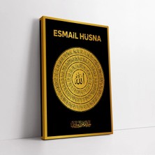 Mushen Studio Esma-Ül Hüsna Dairesel Kanvas Tablo Duvar Dekoru Salon Ofis Yatak Odası