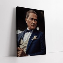 Mushen Studio Gazi Mustafa Kemal Atatürk Renkli Yapay Zeka Görseli Kanvas Tablo Duvar Dekoru Salon Ofis Yatak Odas