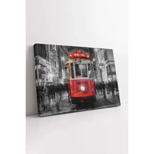 Mushen Studio Taksim Tünel Tramvayı , Istanbul Nostalji Tablo, Istiklal Caddesi Dekoratif Kanvas Kanvas Tablo Duva